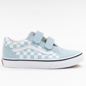 Little Kids 13 Vans Old Skool V Checkerboard Canal Blue Velcro